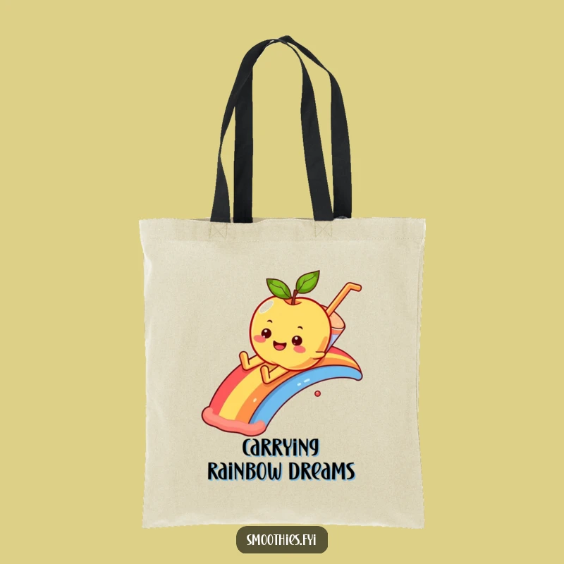 Funny Apple Rainbow Slide Tote Bag: Carry Your Colorful Journey!