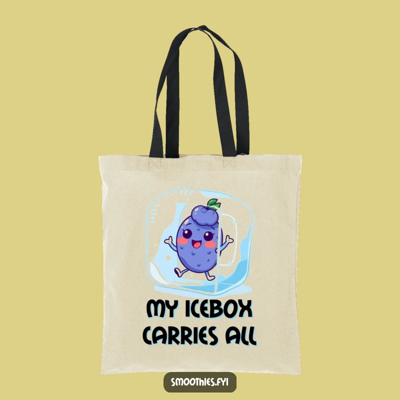 Funny Kawaii Blueberry Ice Cube Tote Bag - Carry Your Cool!