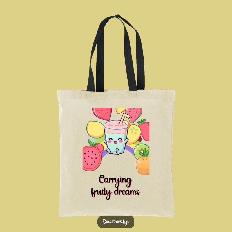 Funny Kawaii Smoothie Rainbow Slide Tote Bag - Whimsical Fruit Lover Funny Gift