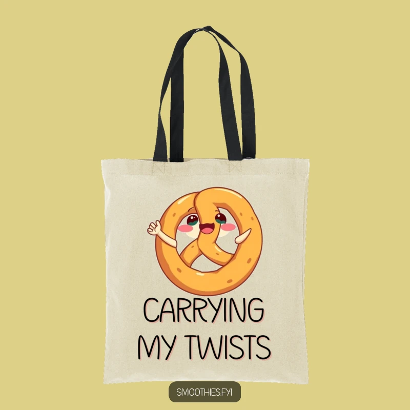 Funny Pretzel Spin Tote Bag: Stylish Grinning Pretzel, Perfect Everyday Funny Gift