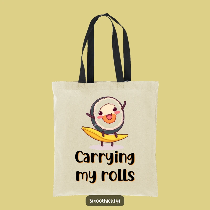Funny Sushi Tote Bag: Cartwheel Design, Practical Humorous Gift for Market Runs