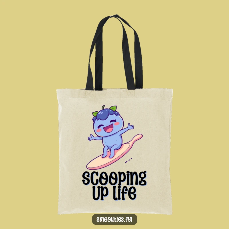Funny Blueberry Surf Tote Bag: Laughing Berry Spoon Bag for Stylish Hauls