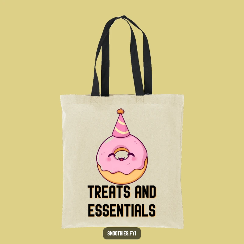 Funny Donut Party Hat Tote Bag: Giggling Pastry Carry-All Gift